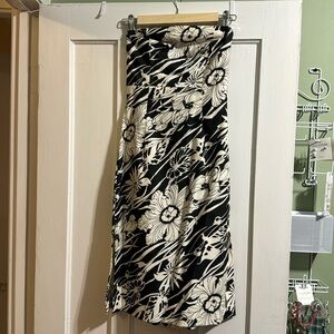 Express stretch denim like floral strapless dress 1/2 (one two)